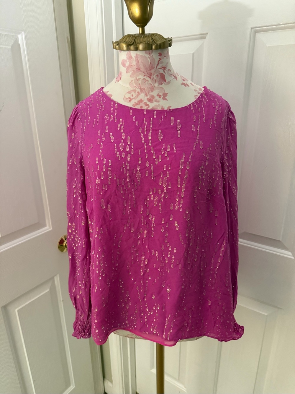 Lilly Pulitzer Pink Metallic-Accent Blouse